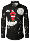 Chemise boutonnée à manches longues pour homme Crazy Christmas Funny Santa Piss