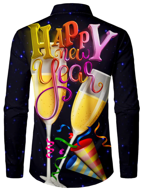 Chemise à manches longues pour homme Funny New Year Eve Party Cheers Holiday