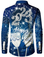 Chemise à manches longues pour homme Happy New Year Eve Party Cheers 2023 Festival Holiday