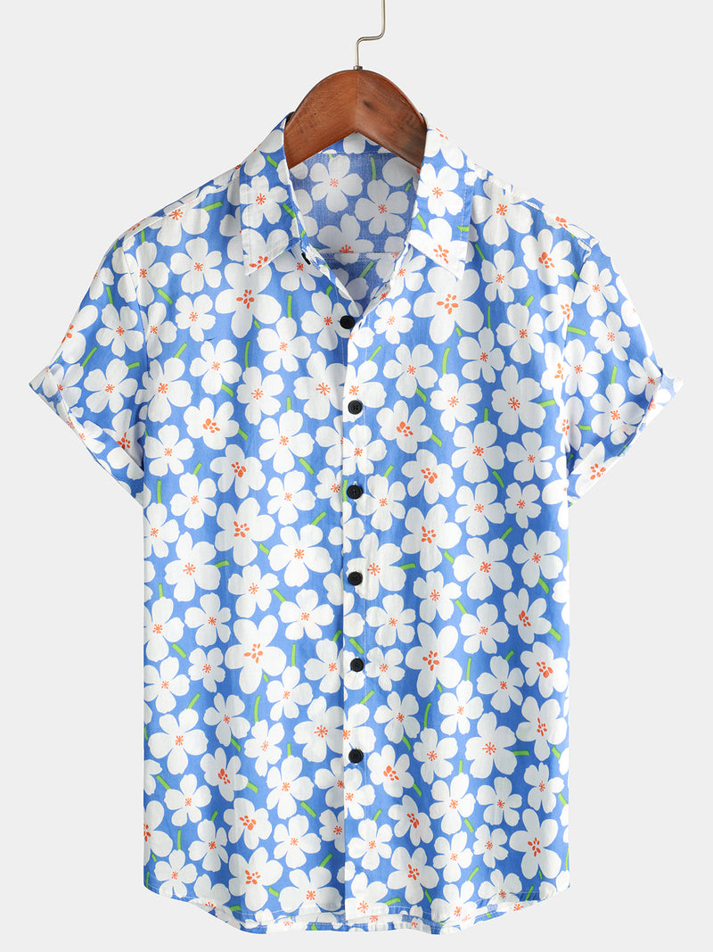 Lot de 3| Chemise d'été à manches courtes à imprimé floral pour hommes