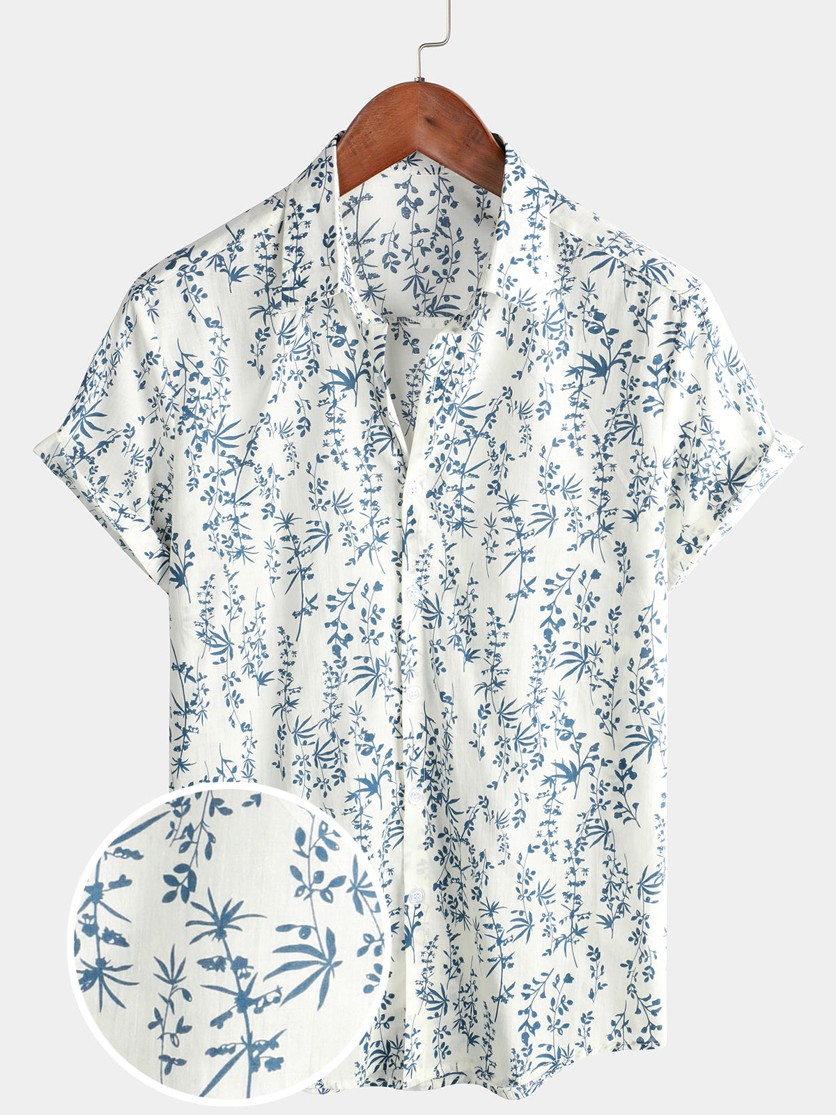 Chemise d'été boutonnée à fleurs en coton pour hommes