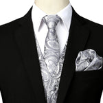 Gilet de costume à col en V simple boutonnage imprimé cachemire métallique pour homme / gilet de smoking