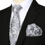 Gilet de costume à col en V simple boutonnage imprimé cachemire métallique pour homme / gilet de smoking