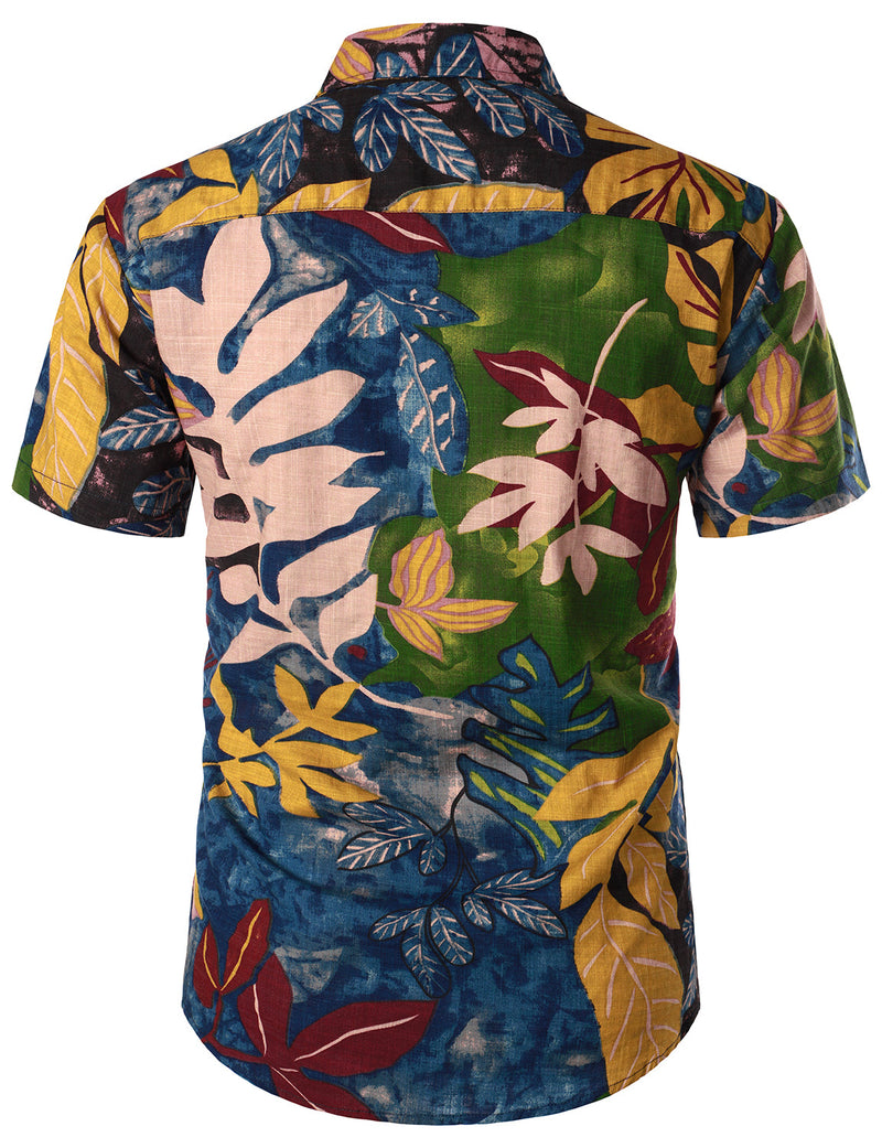 Chemise hawaïenne en coton à manches courtes pour homme