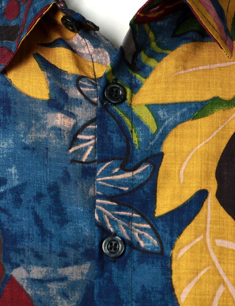 Chemise hawaïenne en coton à manches courtes pour homme