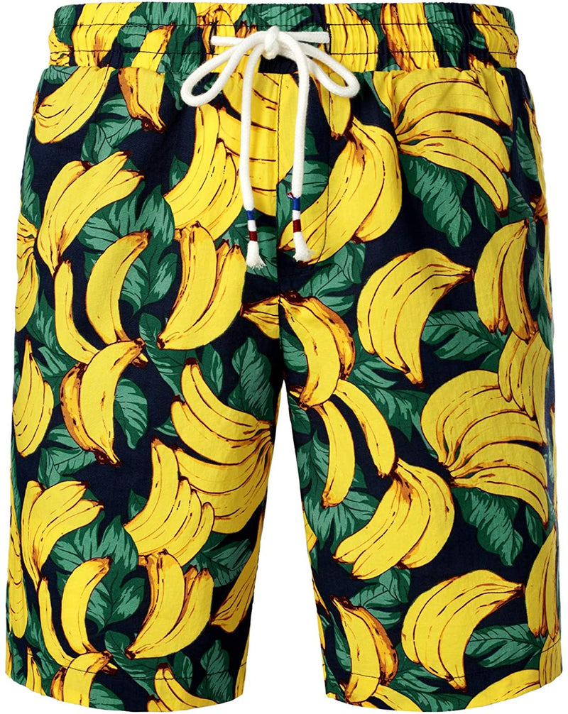 Ensemble chemise hawaïenne et short en coton à imprimé banane pour homme