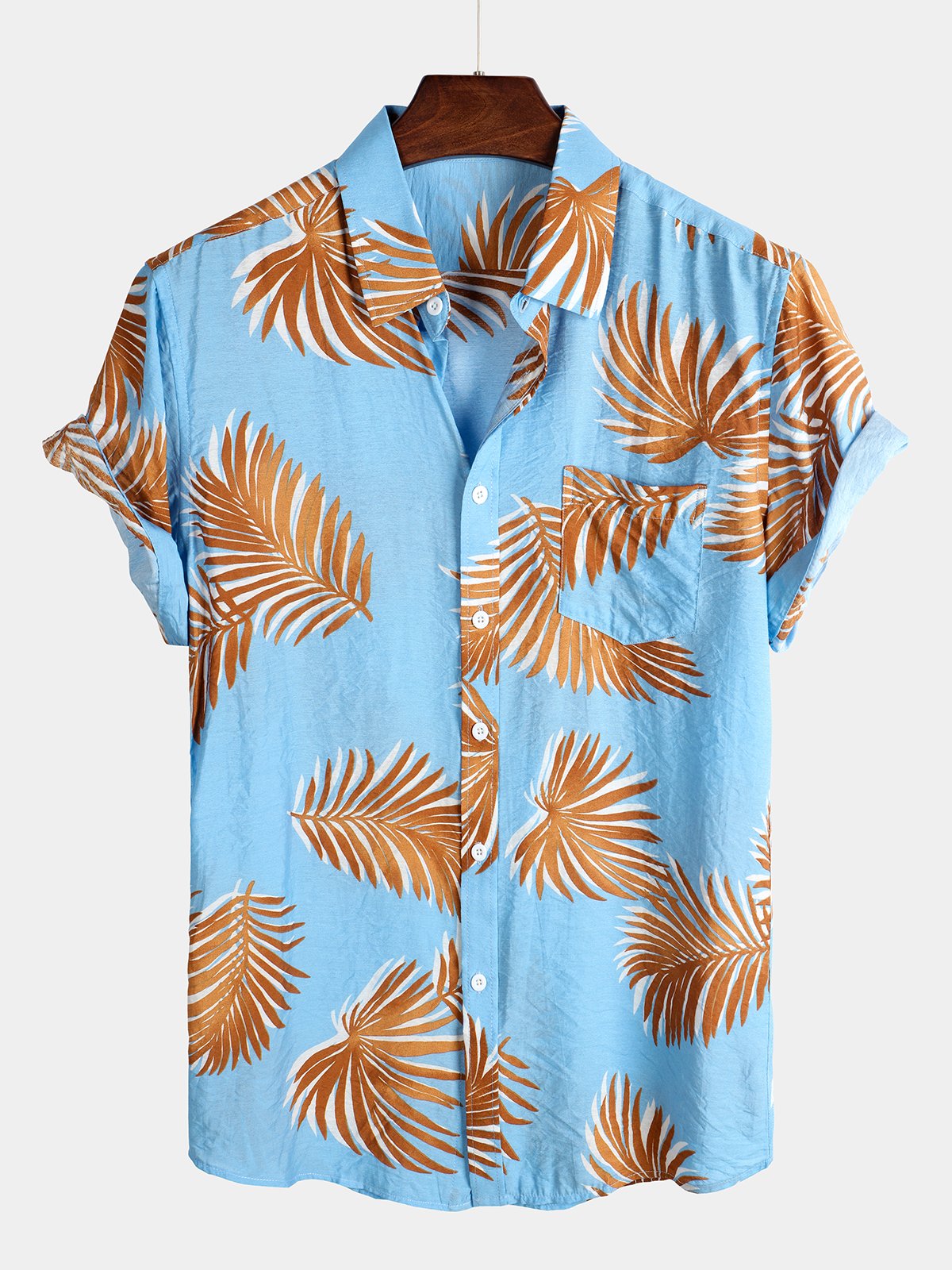 chemise d'homme en pur coton à imprimé style de vacances hawaïennes