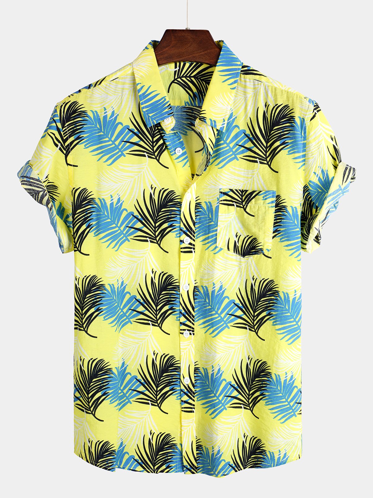 chemise d'homme en pur coton à imprimé style de vacances hawaïennes