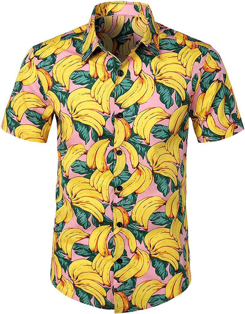 Ensemble chemise hawaïenne et short en coton à imprimé banane pour homme