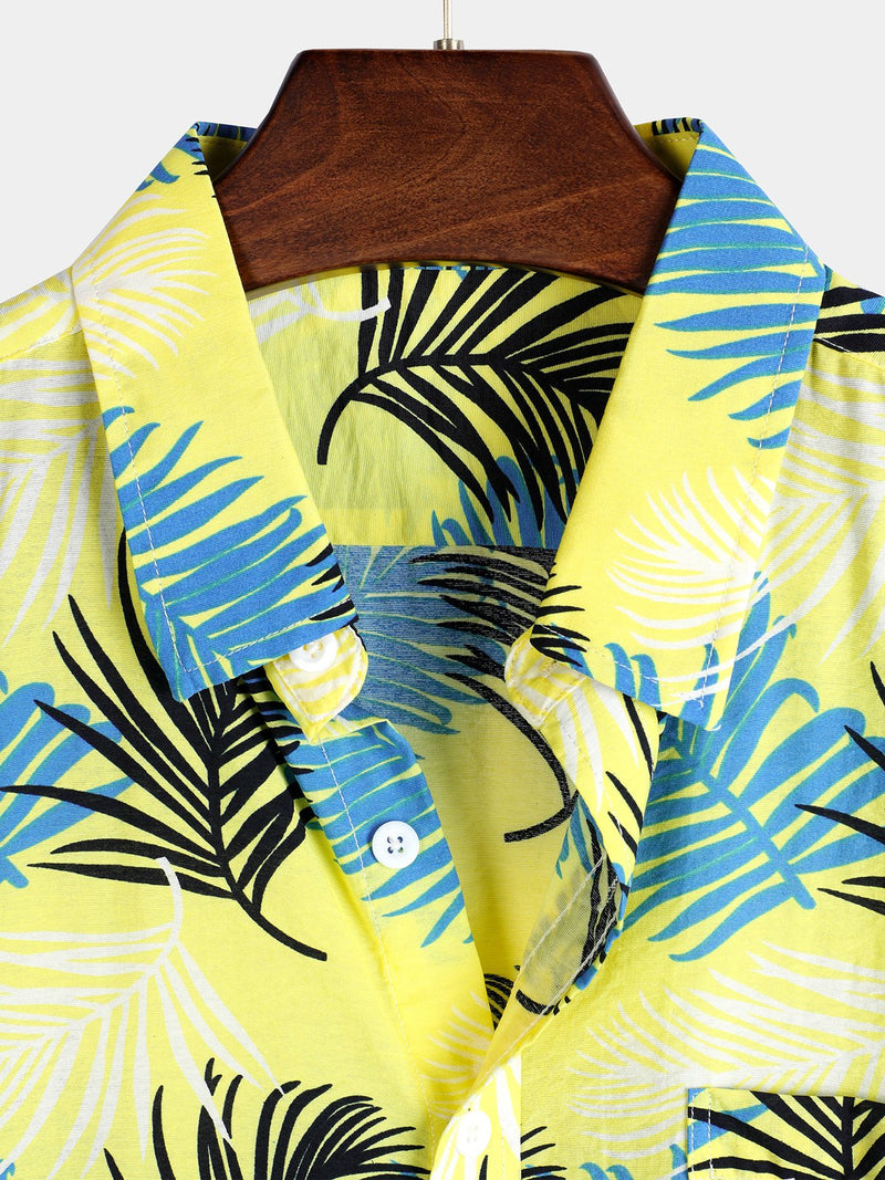 chemise d'homme en pur coton à imprimé style de vacances hawaïennes