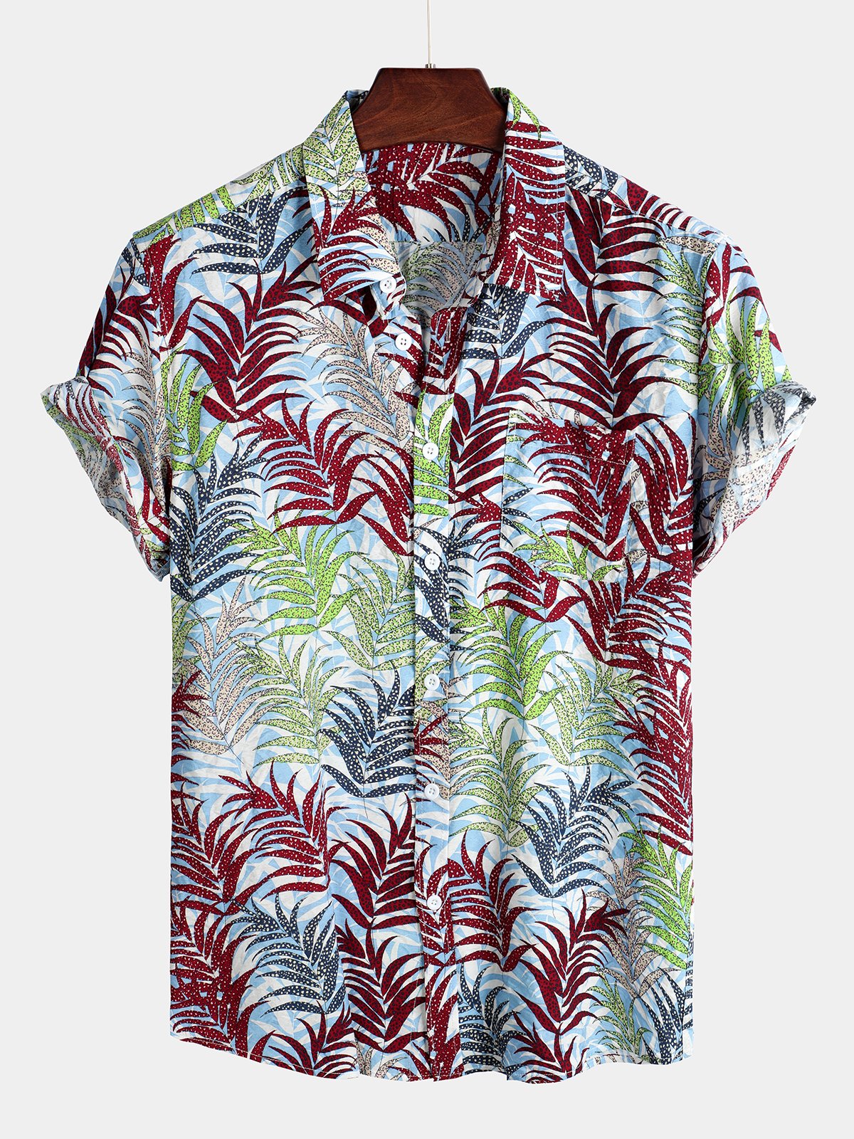 chemise d'homme en pur coton à imprimé style de vacances hawaïennes