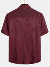 Hommes Jacquard Fleurs Bouton Up Poche Floral Été Cool À Manches Courtes Tops Plage Vacances Chemise