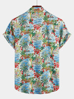 Chemise Homme en Coton Imprimé Floral avec Poche Vacances