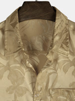 Hommes Jacquard Fleurs Bouton Up Poche Floral Été Cool À Manches Courtes Tops Plage Vacances Chemise