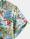 Chemise Homme en Coton Imprimé Floral avec Poche Vacances