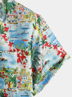 Chemise Homme en Coton Imprimé Floral avec Poche Vacances