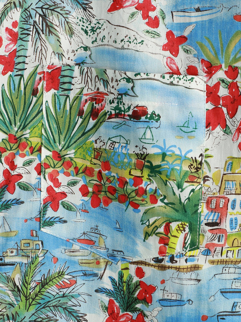 Chemise Homme en Coton Imprimé Floral avec Poche Vacances
