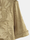 Hommes Jacquard Fleurs Bouton Up Poche Floral Été Cool À Manches Courtes Tops Plage Vacances Chemise