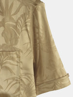 Hommes Jacquard Fleurs Bouton Up Poche Floral Été Cool À Manches Courtes Tops Plage Vacances Chemise