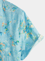 Chemise hawaïenne tropicale à poche en coton à fleurs