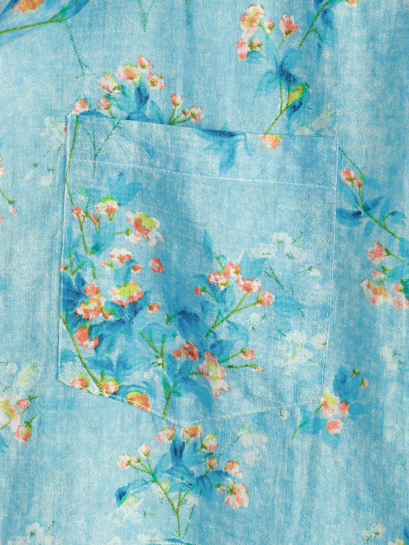Chemise hawaïenne tropicale à poche en coton à fleurs