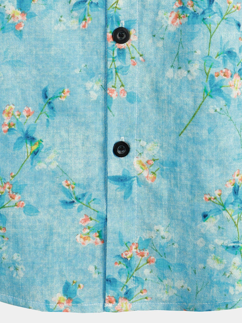Chemise hawaïenne tropicale à poche en coton à fleurs