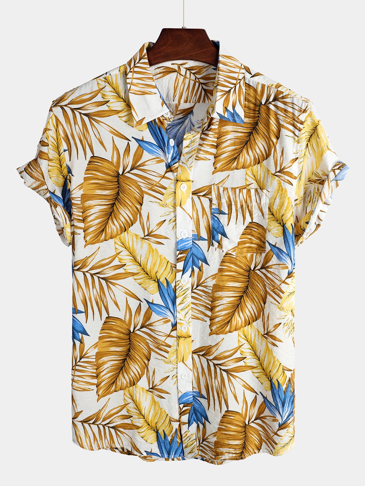 chemise d'homme en pur coton à imprimé style de vacances hawaïennes