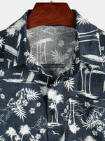 Chemise hawaïenne tropicale florale de poche de coton pour homme