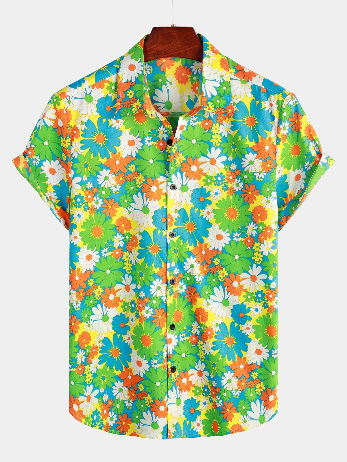 Chemise hawaïenne tropicale en coton floral pour homme