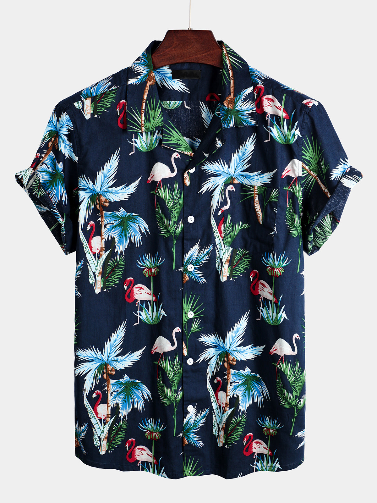 chemise d'homme en pur coton à imprimé style de vacances hawaïennes
