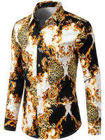 Chemise boutonnée décontractée en coton à manches longues rétro pour hommes