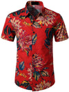 Chemises et shorts hawaïens boutonnés décontractés à fleurs pour hommes