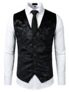 Gilet de costume à col en V simple boutonnage imprimé cachemire métallique pour homme / gilet de smoking