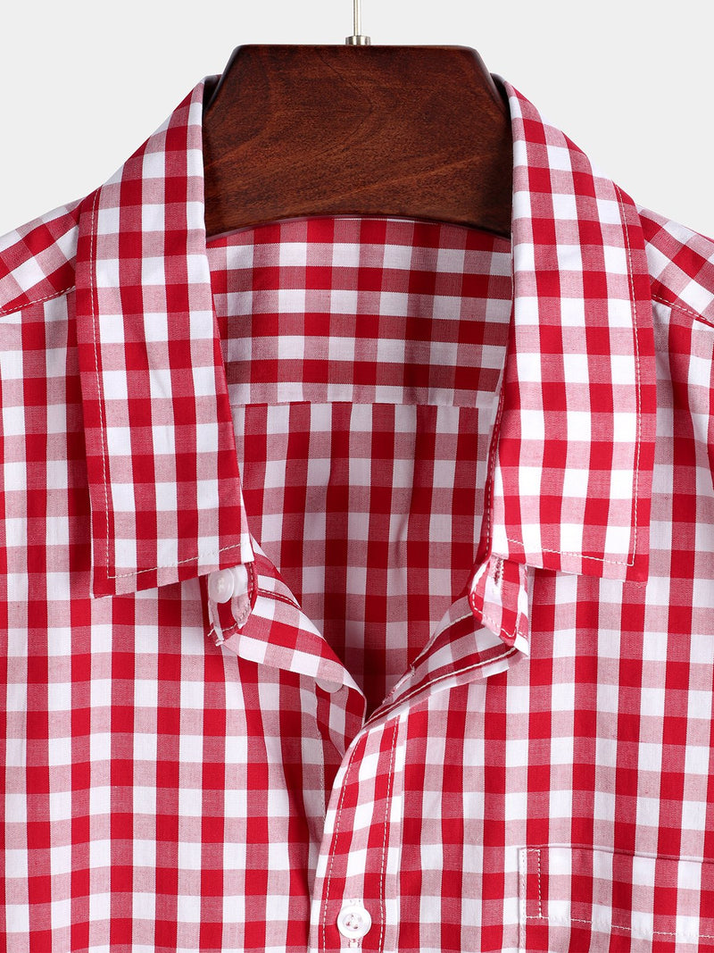 Chemises homme en coton uni à carreaux multicolores