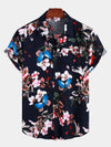 Chemise hawaïenne tropicale à poche en coton à fleurs