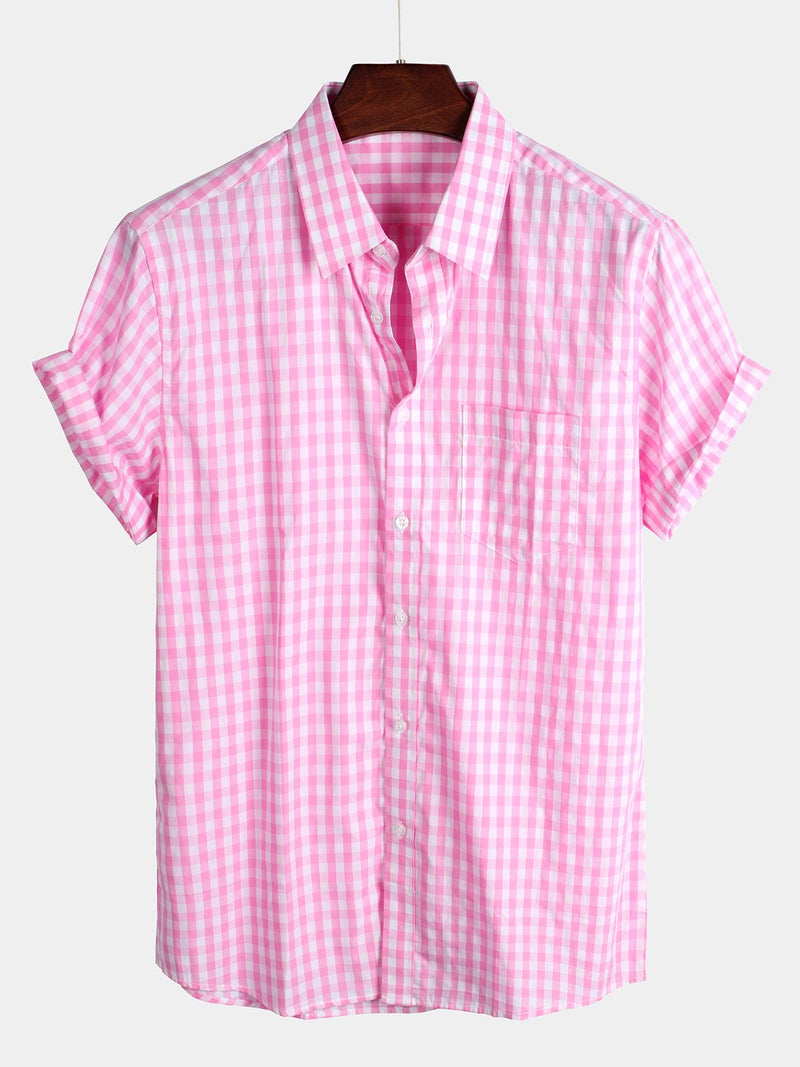 Chemises homme en coton uni à carreaux multicolores
