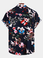 Chemise hawaïenne tropicale à poche en coton à fleurs