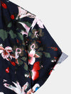 Chemise hawaïenne tropicale à poche en coton à fleurs