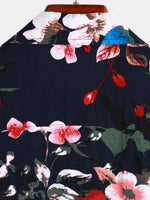Chemise hawaïenne tropicale à poche en coton à fleurs