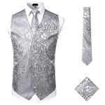 Gilet de costume à col en V simple boutonnage imprimé cachemire métallique pour homme / gilet de smoking