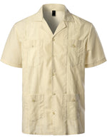 Bouton à manches courtes homme Down Cuban Guayabera Shirts Casual Suits