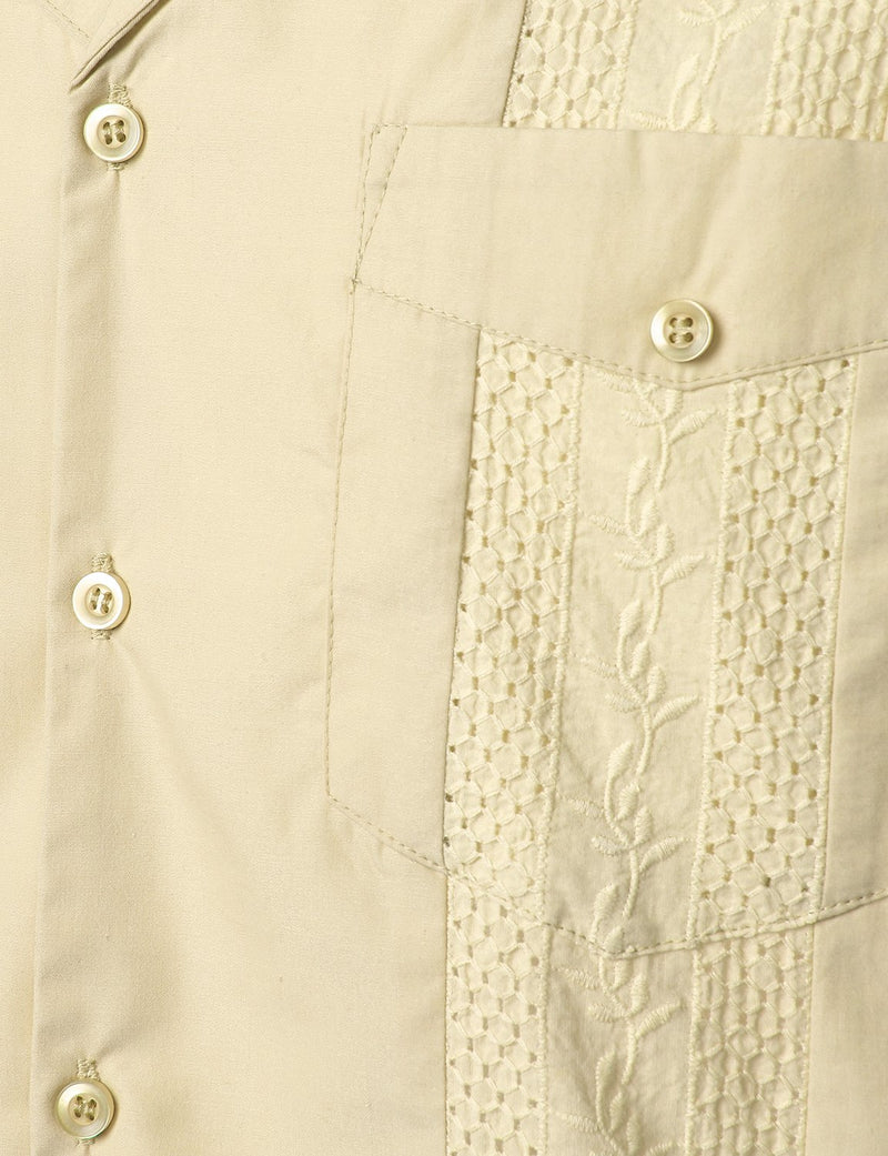Bouton à manches courtes homme Down Cuban Guayabera Shirts Casual Suits