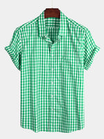 Chemises homme en coton uni à carreaux multicolores