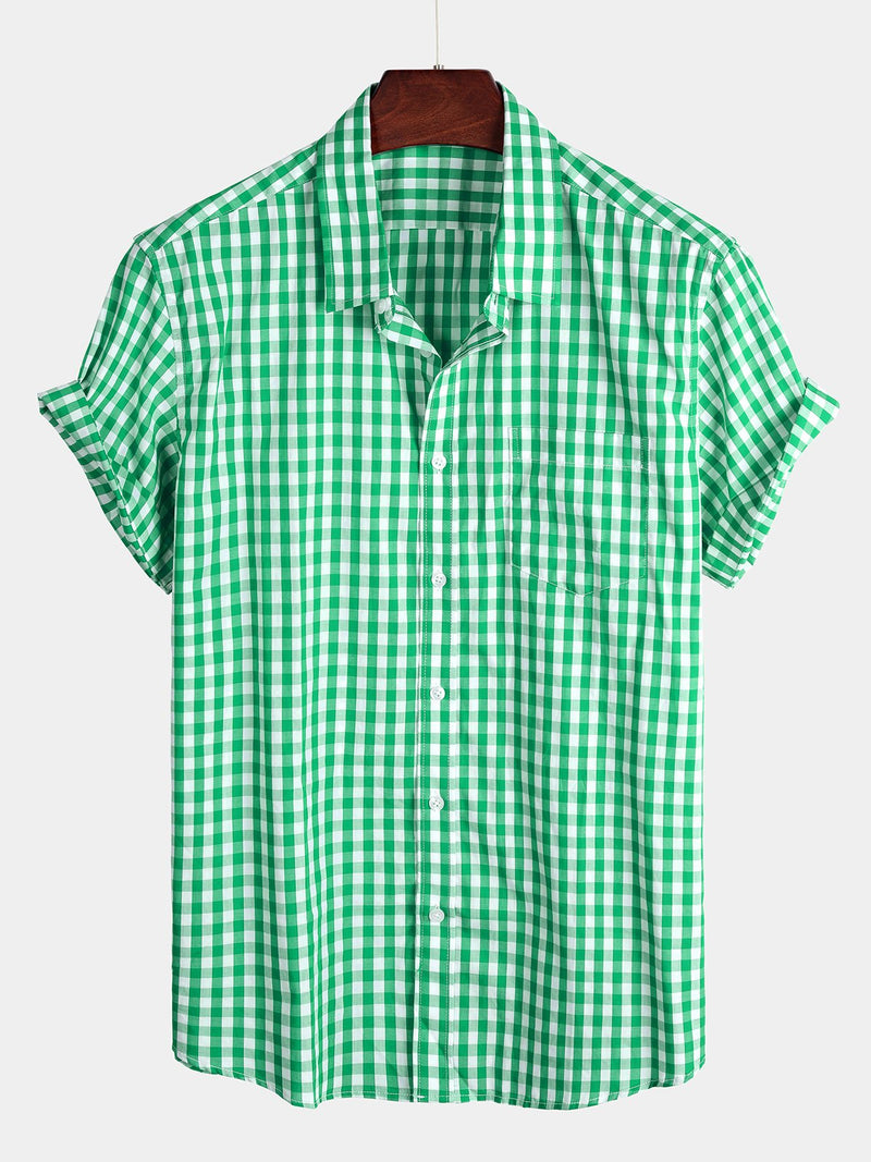 Chemises homme en coton uni à carreaux multicolores