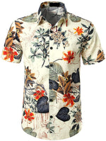 Ensemble chemise et short assortis à fleurs tropicales hawaïennes pour hommes