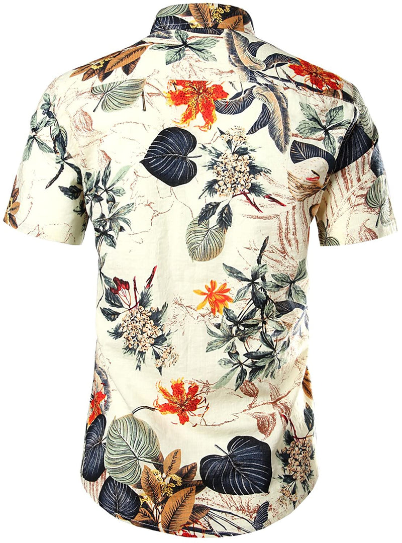 Ensemble chemise et short assortis à fleurs tropicales hawaïennes pour hommes