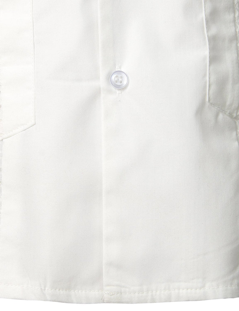 Bouton à manches courtes homme Down Cuban Guayabera Shirts Casual Suits