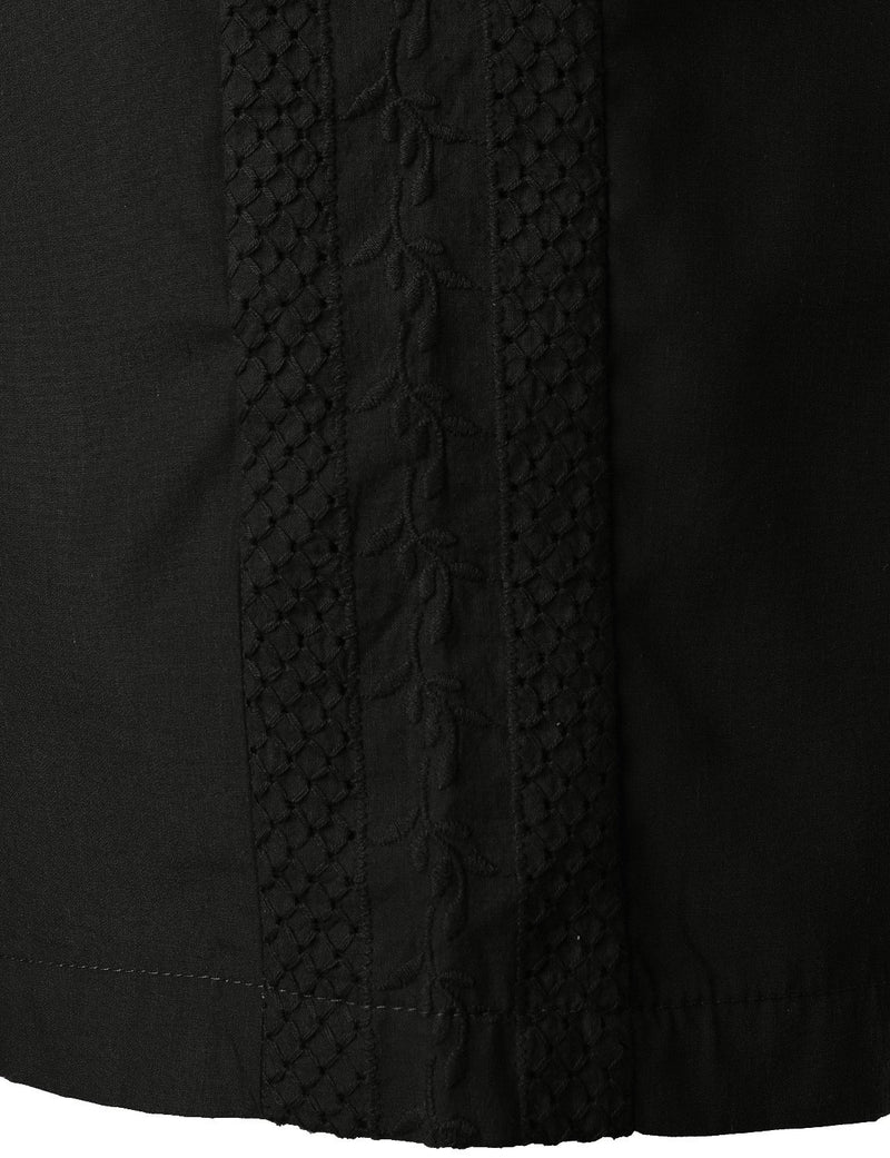 Bouton à manches courtes homme Down Cuban Guayabera Shirts Casual Suits