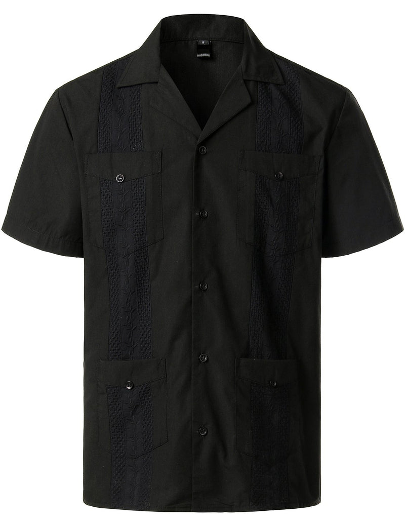 Bouton à manches courtes homme Down Cuban Guayabera Shirts Casual Suits