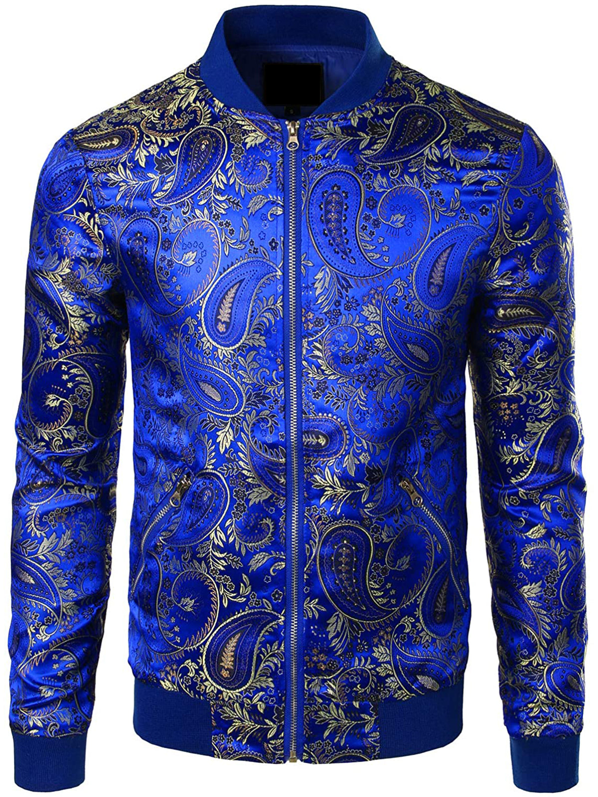 Blouson zippé vintage en satin brodé homme